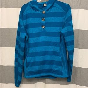 Teal Striped Knit Hoodie